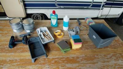 Materialen voor schilderen camper interieur