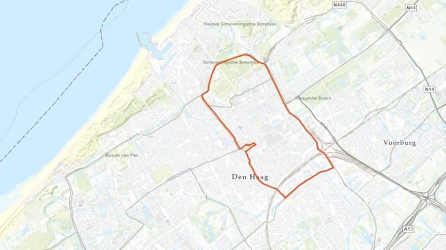 Kaart met gebied Milieuzone Den Haag