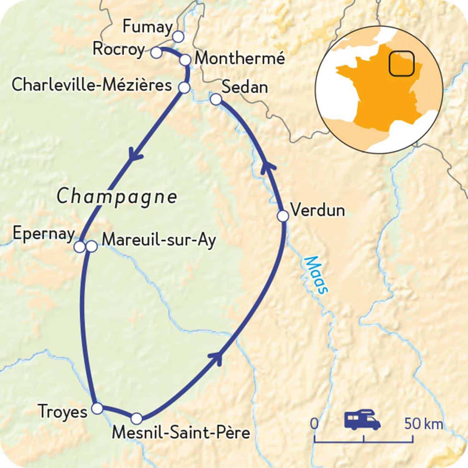 De afgelegde route.