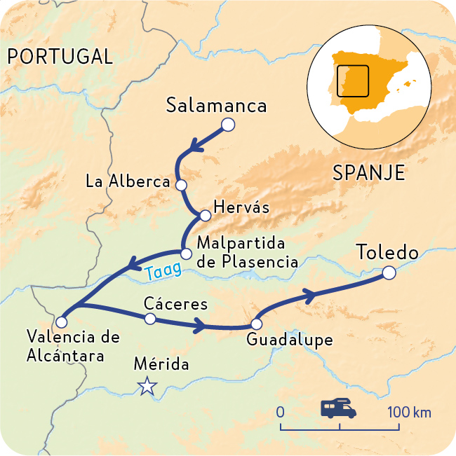 Routeoverzicht midden spanje