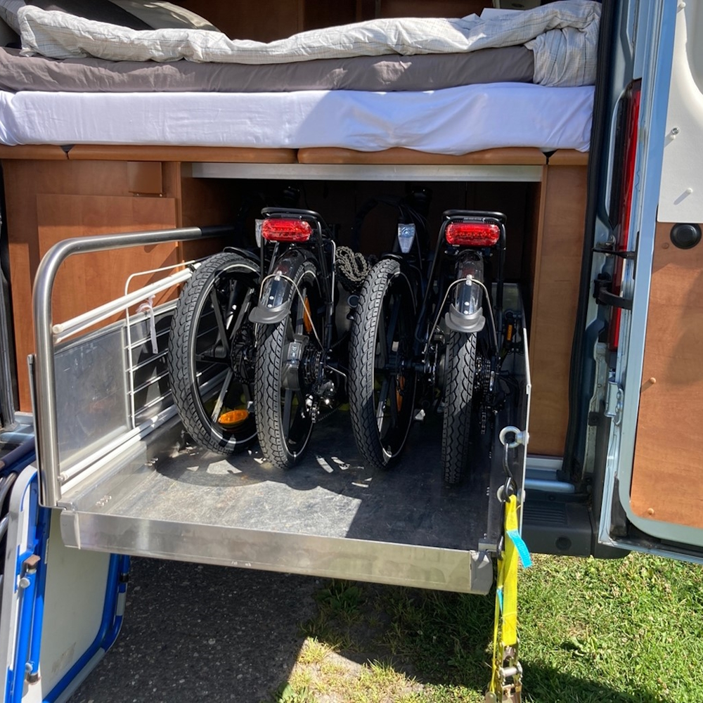 folt bikes in garage buscamper