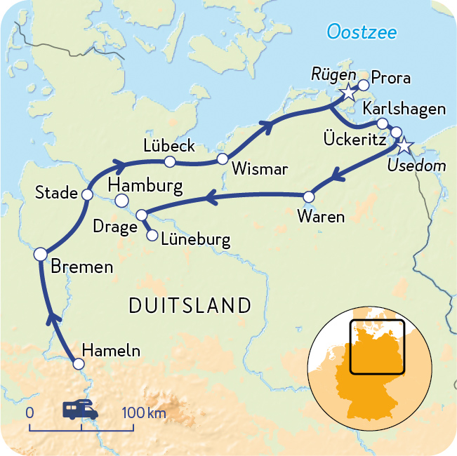 Routekaart Hanzesteden