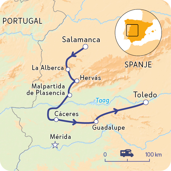 Midden Spanje Routekaartje