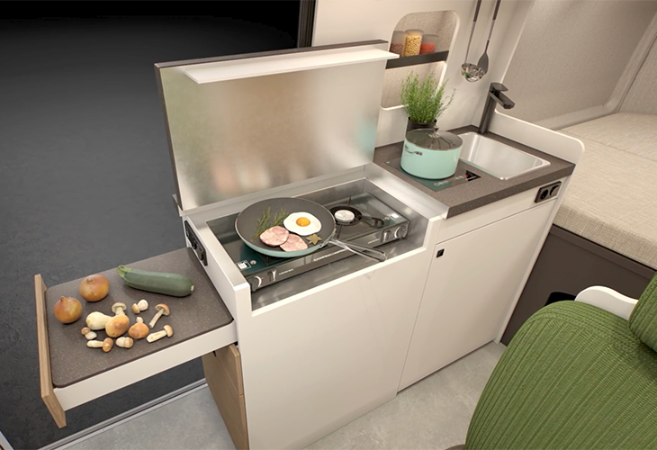 Keuken in de Bürstner Papillon