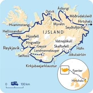 Routekaart ijsland