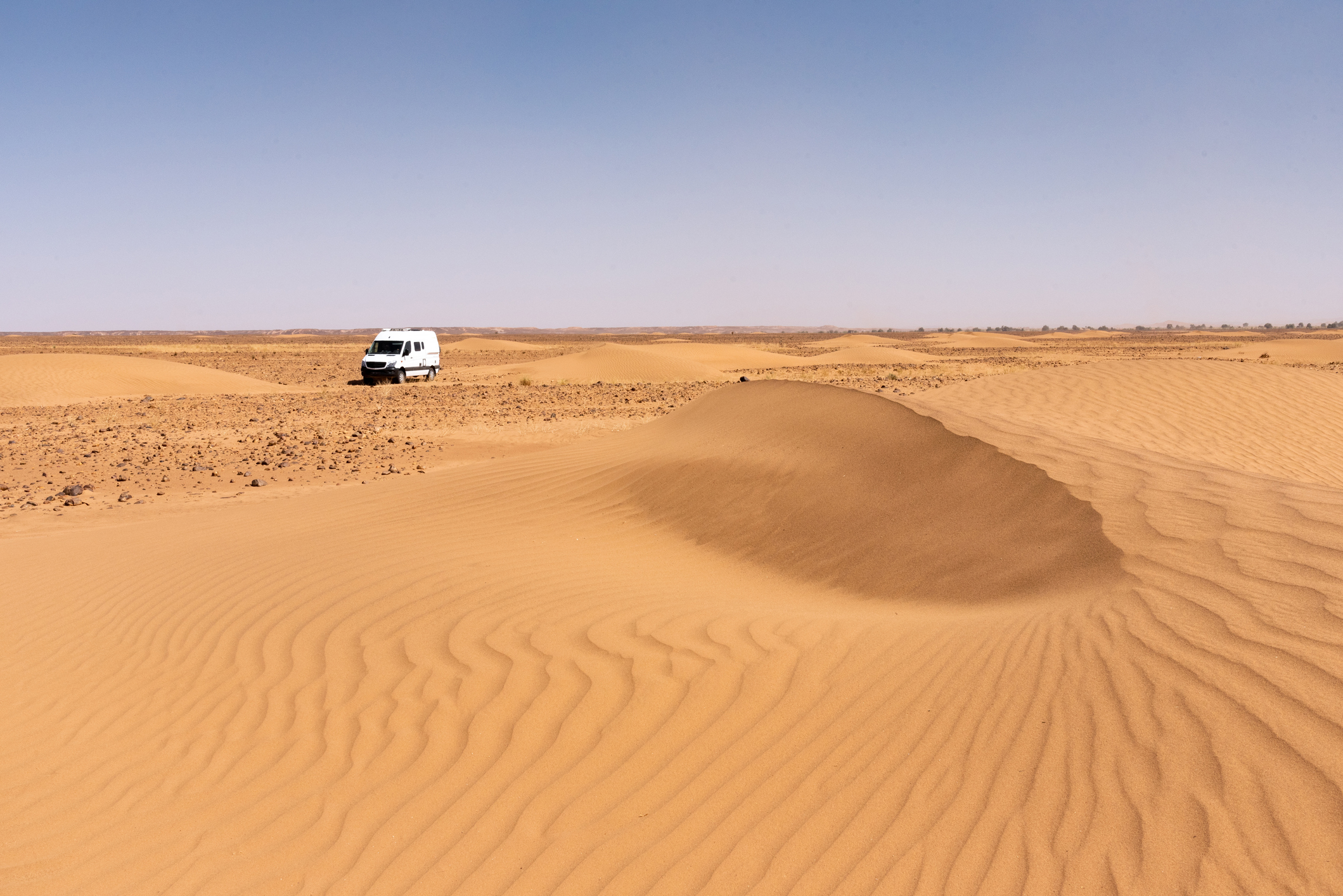 In the Sahara Desert in Morocco.