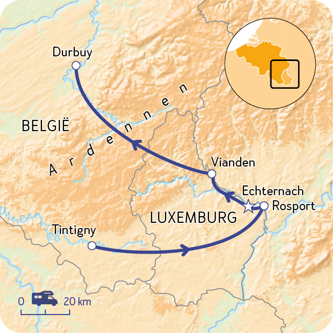 Routekaartje Wandelen in België en Luxemburg