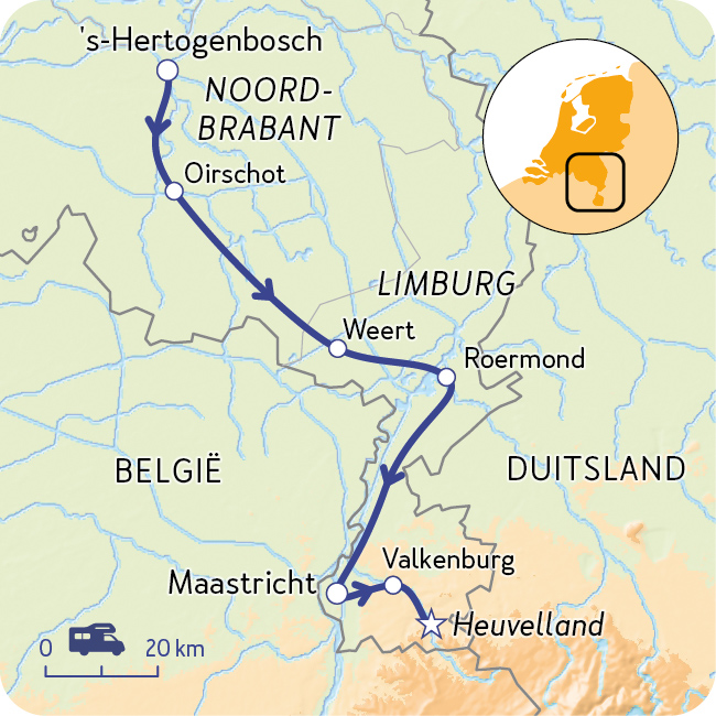 Routekaart Noord-Brabant en Limburg