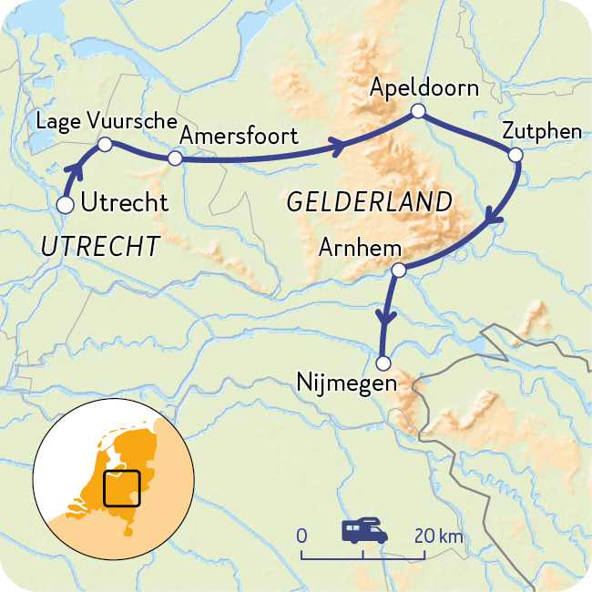 Routekaart Utrecht en Gelderland
