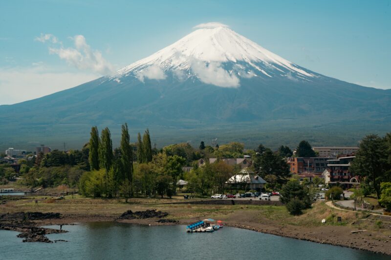 Uitzicht over de berg de Mount Fuji.